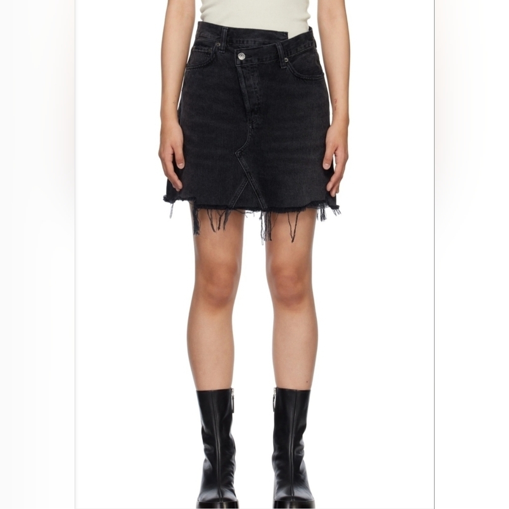AGOLDE Criss Cross Mini Skirt Black Denim Size 25